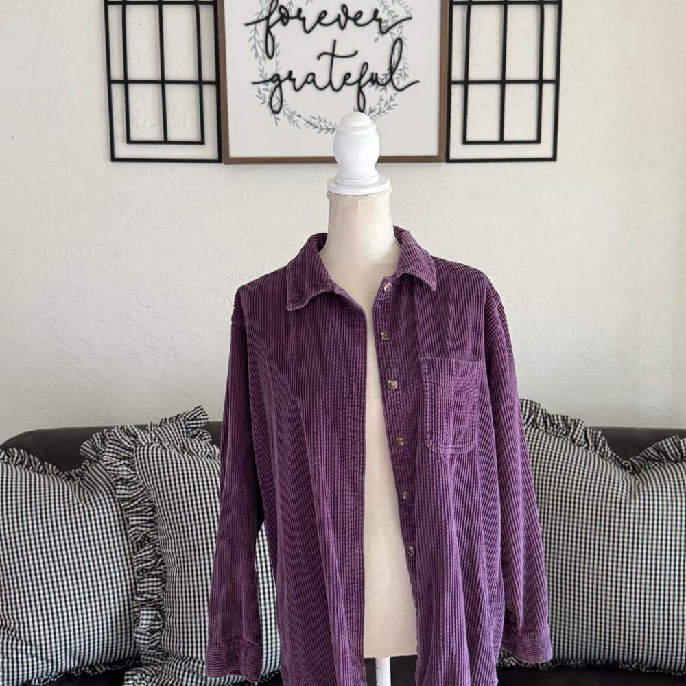 L.L.Bean Purple Corduroy Button Up Shirt Size M